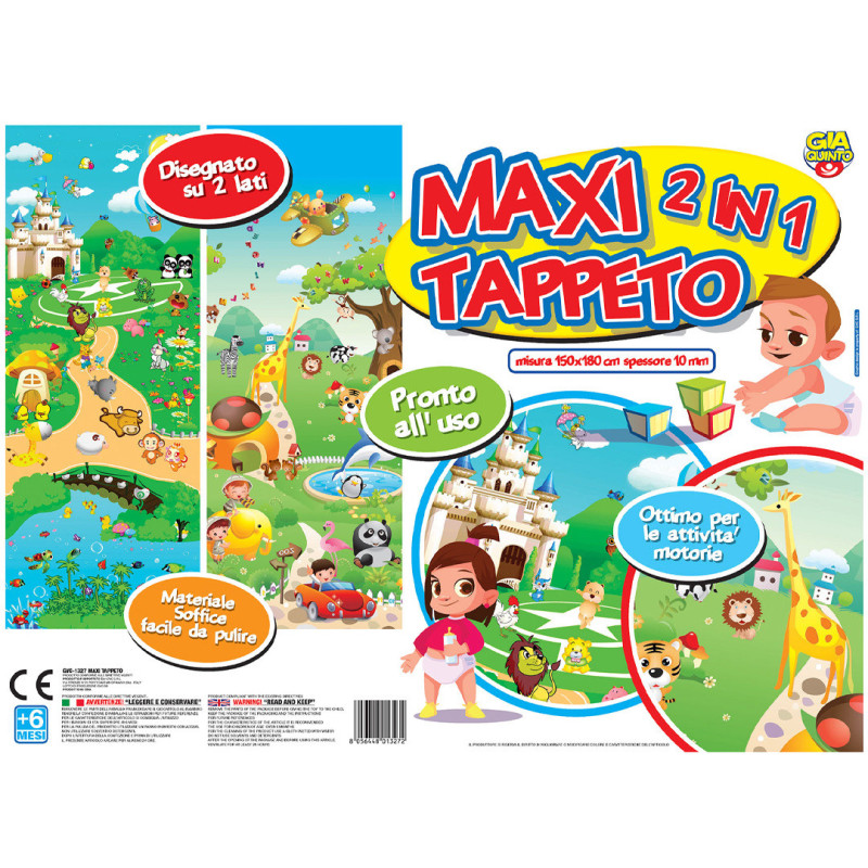 Maxi Tappeto Arredo Gioco Per Bambini 180x120 Puzzle Park GVC-5115