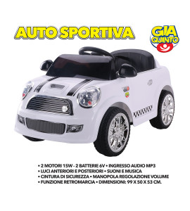 Auto elettrica sportiva bianca GVC-5262