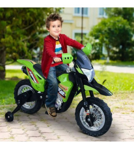 Moto Elettrica Per Bambini Enduro Verde 6V Con Telaio In Metallo, Luci e Suoni Gvc-5583